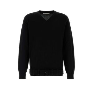 Random Identities Men Black Wool Blend Sweater